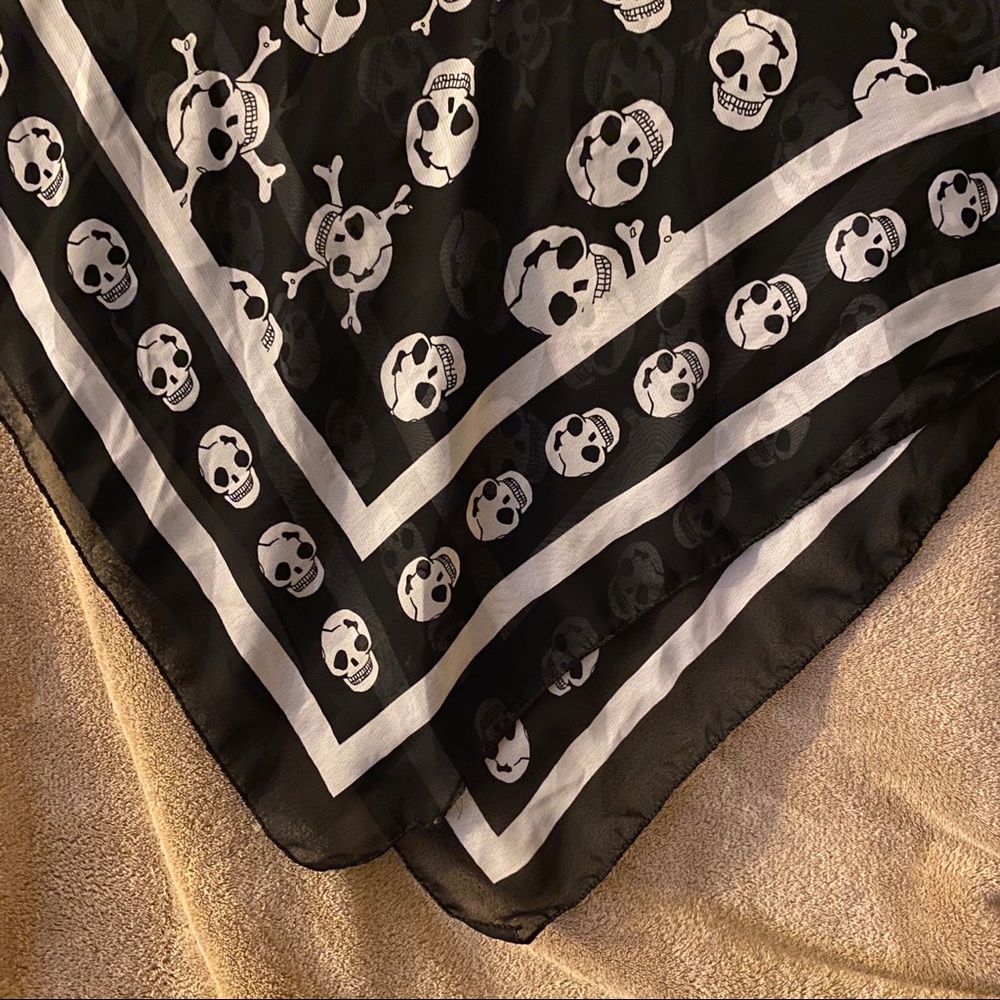 Sheer Skull & Bones Square Scarf